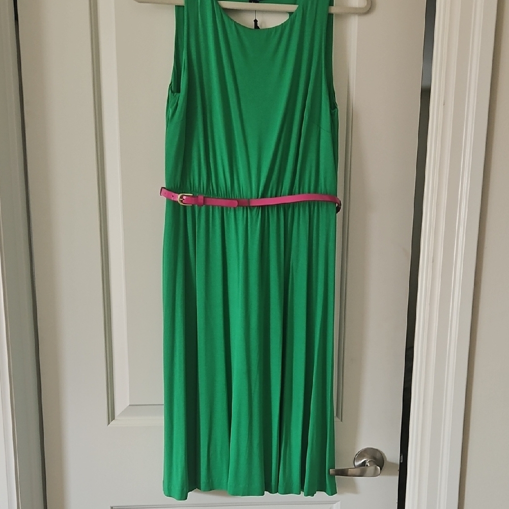 Cynthia Rowley Green Dress with Pink Belt